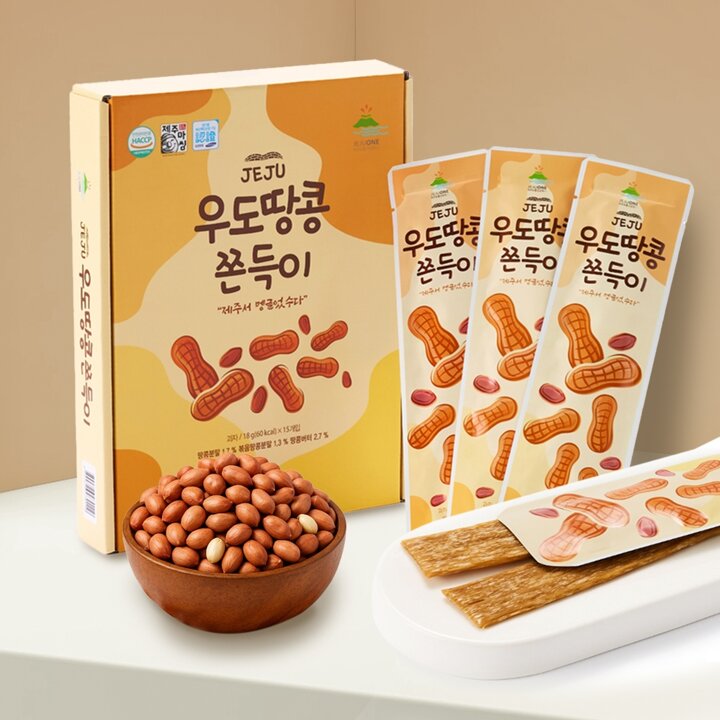 [G] 제철진미  쫀득한 제주 우도땅콩 쫀득이 1박스 (18gx15개입)