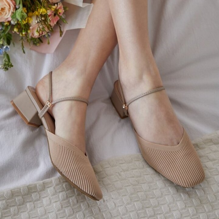 [분홍코끼리](쫀득몰드창) 발라드 니트 슬링백 블로퍼(4cm/6cm)