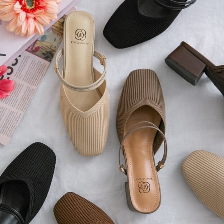 [분홍코끼리](쫀득몰드창) 발라드 니트 슬링백 블로퍼(4cm/6cm)
