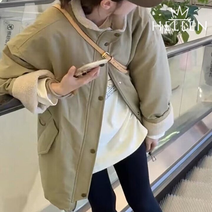 헬렌 여성 겨울 야상 점퍼 하이넥 뽀글이 기모 안감
