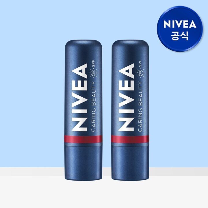 니베아 케어 앤 컬러 립밤 딥레드 4.8g 2개
