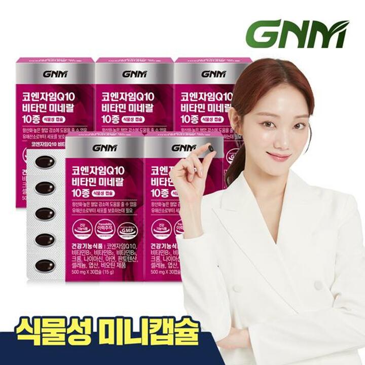 GNM 코엔자임Q10 비타민 미네랄 10종 5박스 (5개월분) / 코큐텐 비타민B 비오틴