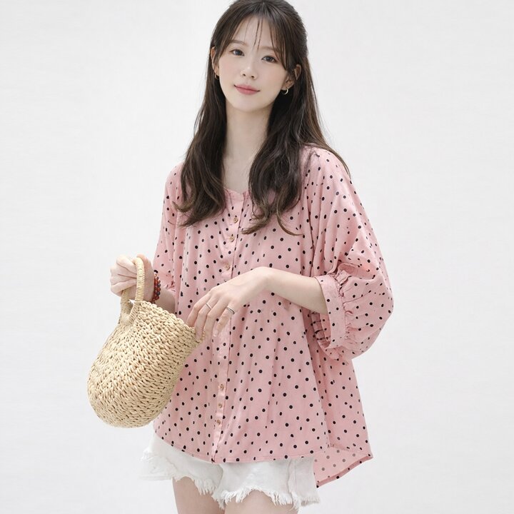 [TAG가99,000]래글런소매도트블라우스_S5BBL009C