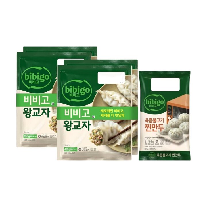 CJ제일제당 비비고 왕교자 455g x4개 + 육즙불고기찐만두 168g [소비기한 26.08.03]