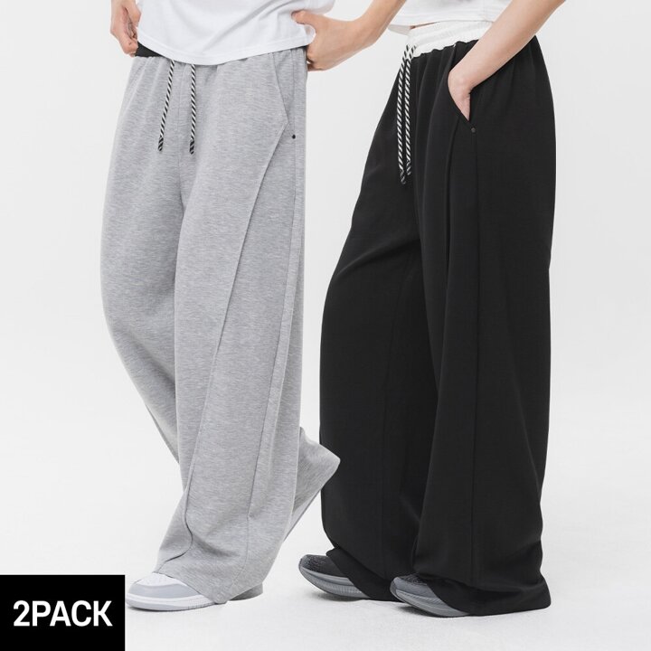 [2PACK] 앨빈클로 스트링 포인트 밴딩 컬러 스웨트 팬츠 2종 패키지