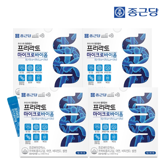 종근당 프리락토 마이크로바이옴 30포 4박스 / 프로 신바이오틱스 모유유래유산균 마이크로바이옴