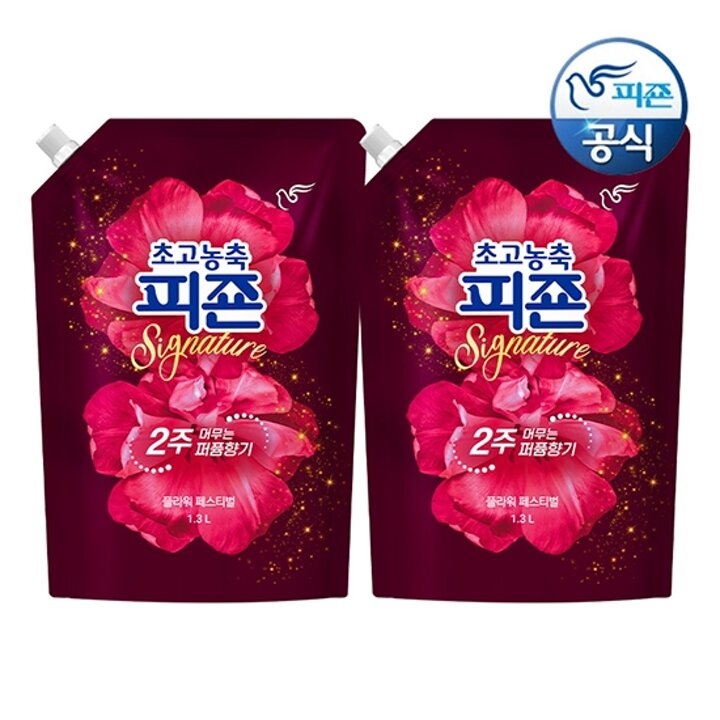 피죤 초고농축 섬유유연제 시그니처 플라워페스티벌 1.3L 리필 x 2개