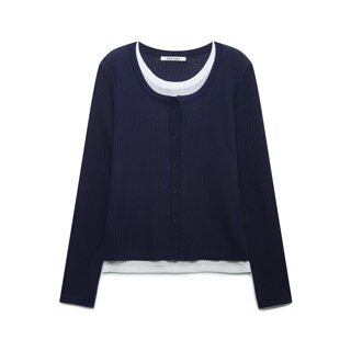 나이스클랍 컬러블럭 레이어드 니트 탑 N261PWK215