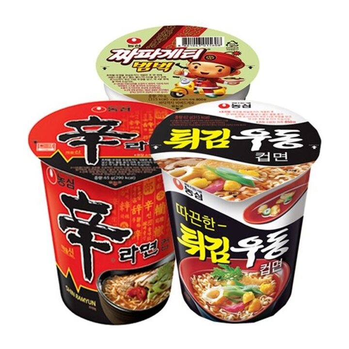 신라면 소컵 6개 + 튀김우동 소컵 6개 + 짜파게티 범벅 소컵 6개..[31271263]