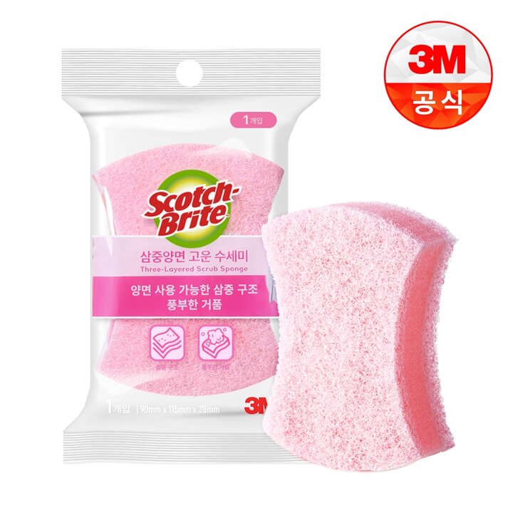 [3M]항균 삼중양면 고운수세미 1입(일반세척용)