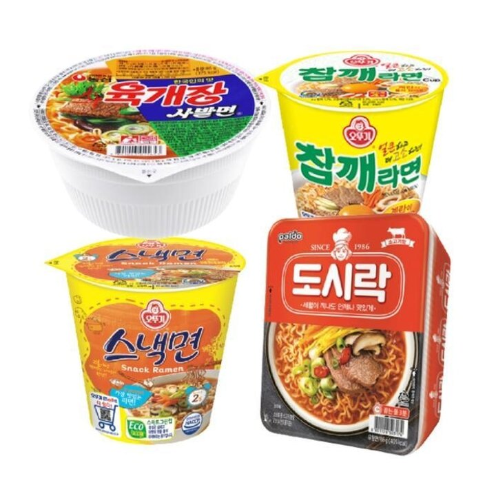 컵라면작은컵혼합각4개씩/(육개장사발면/도시락/참깨라면/스낵면)