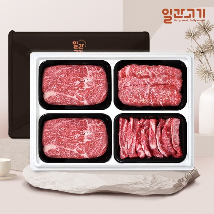 [일간고기][냉장] 1등급 암소한우 선물세트 1.2kg (등등채갈)