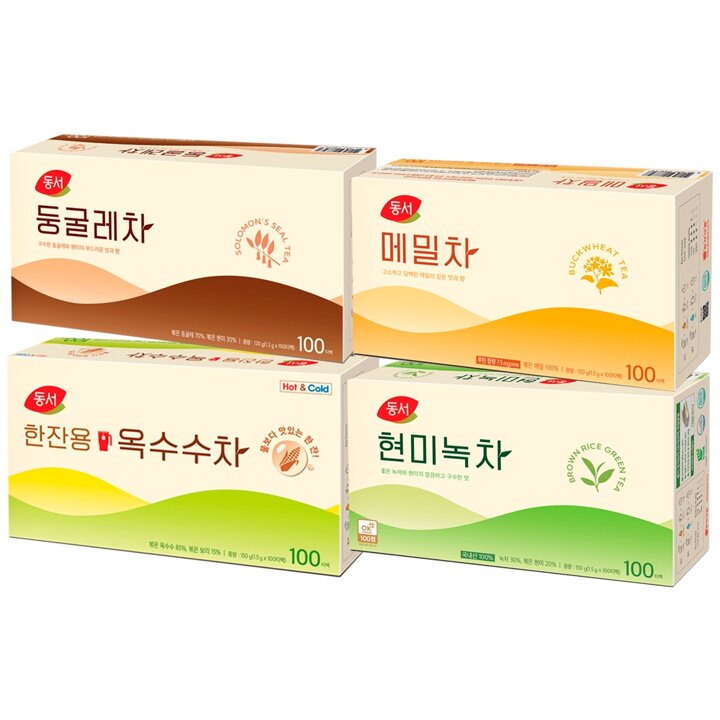 동서 현미녹차100T+메밀차100T+둥굴레차100T+한잔용옥수수차100T