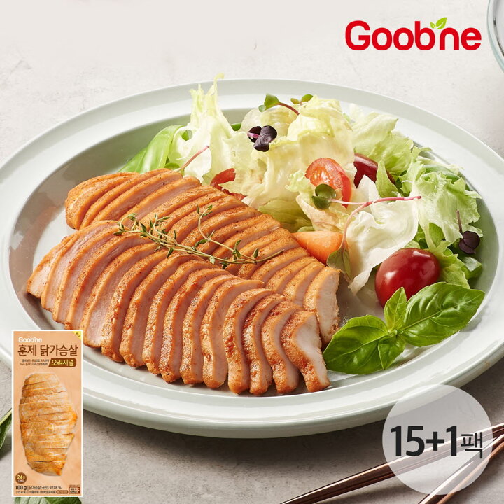 굽네 오리지널 훈제 닭가슴살 슬라이스 100g*15+1팩 AG02