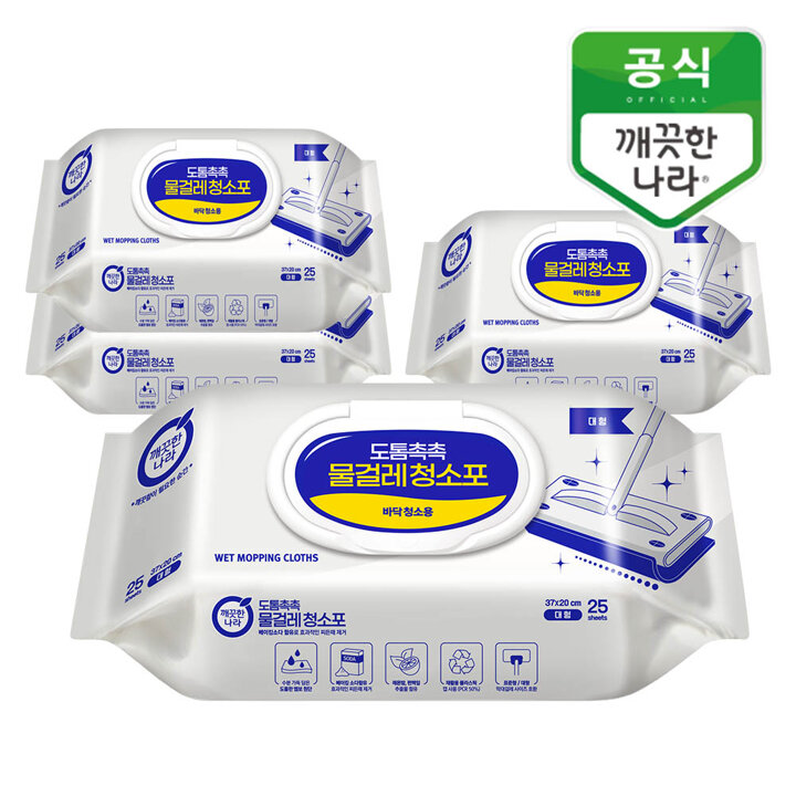 깨끗한나라 도톰촉촉 물걸레 청소포 캡형 25매 4팩