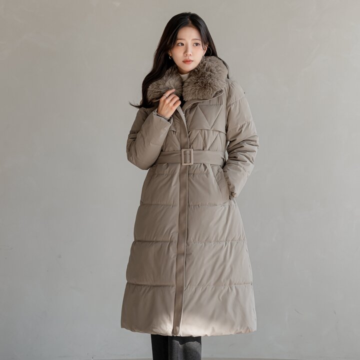 오데르 퍼카라 벨트 롱 패딩