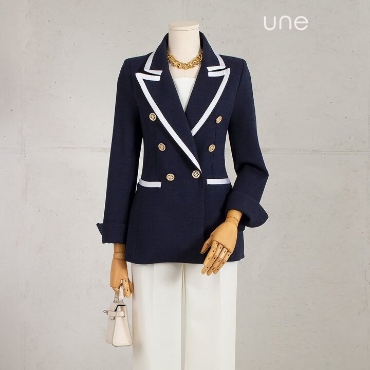 윈(une) [77까지]시크블록 더블셀럽자켓