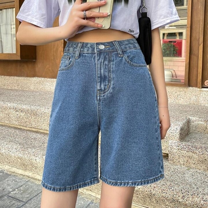 [옷자락] 여자 베이직 반바지 여름 버뮤다진 청 데님팬츠