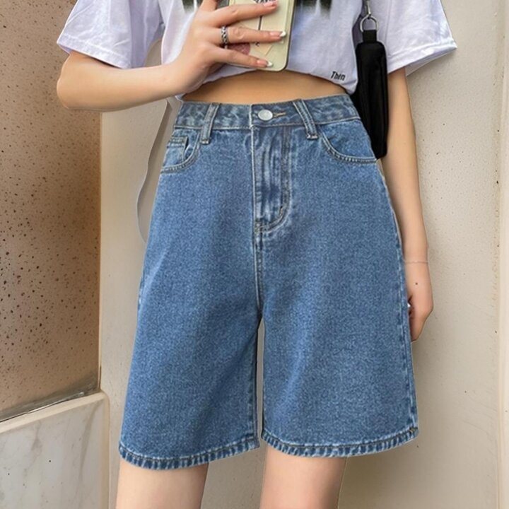 [옷자락] 여자 베이직 반바지 여름 버뮤다진 청 데님팬츠