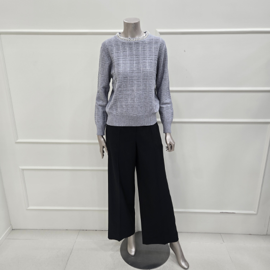 MZDKKU1600GY 진주 라운드넥 니트