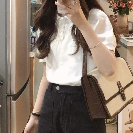 [아우트6817]심플 루즈핏 여성 화이트 폴로 피케이