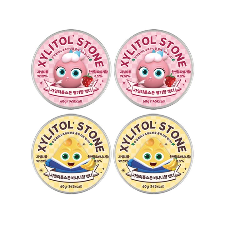 [자일리톨스톤] 브레드이발소 딸기향 60g x 2개+바나나향 60g x 2개