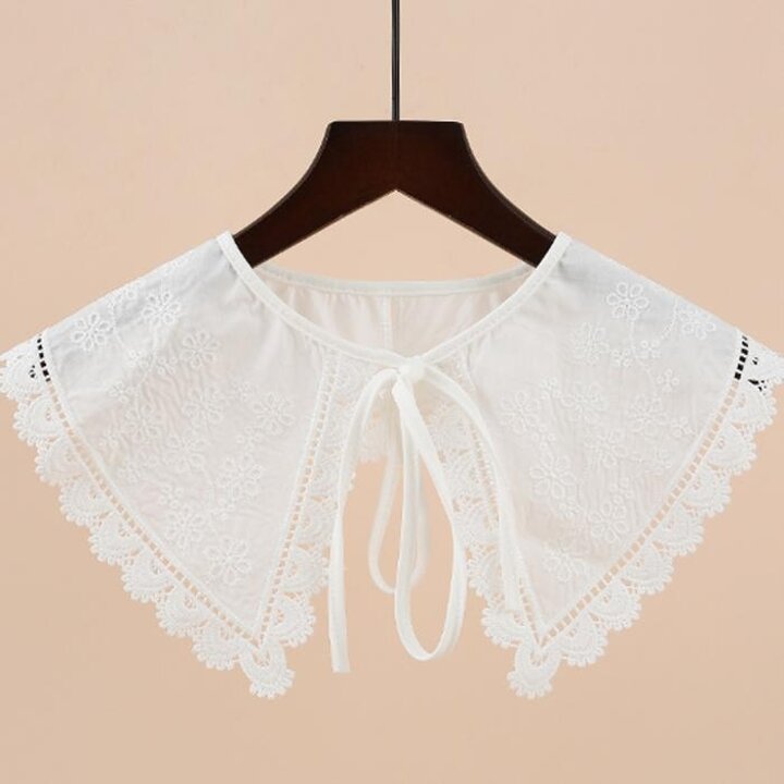 CAFE4511플라워레이스패턴넥카라넥케이프페이크카라