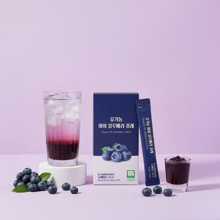 [100% 유기농] 보넬드 유기농 마이 블루베리 퓨레 20g*14포, 4박스