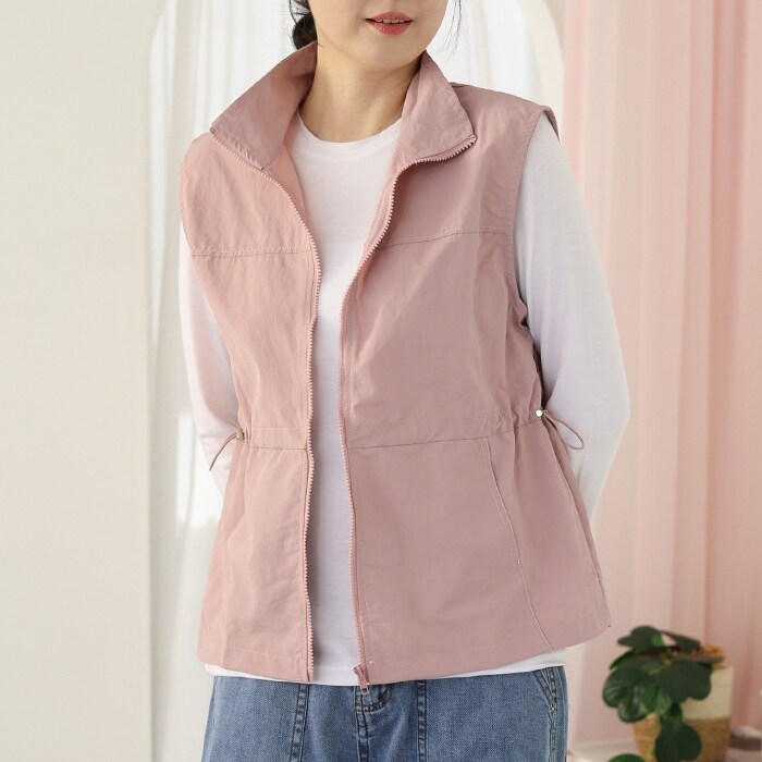 [웬디즈갤러리]오즈 바스락 허리 스트링 베스트 /여성 데일리 바람막이 조끼 UVT103