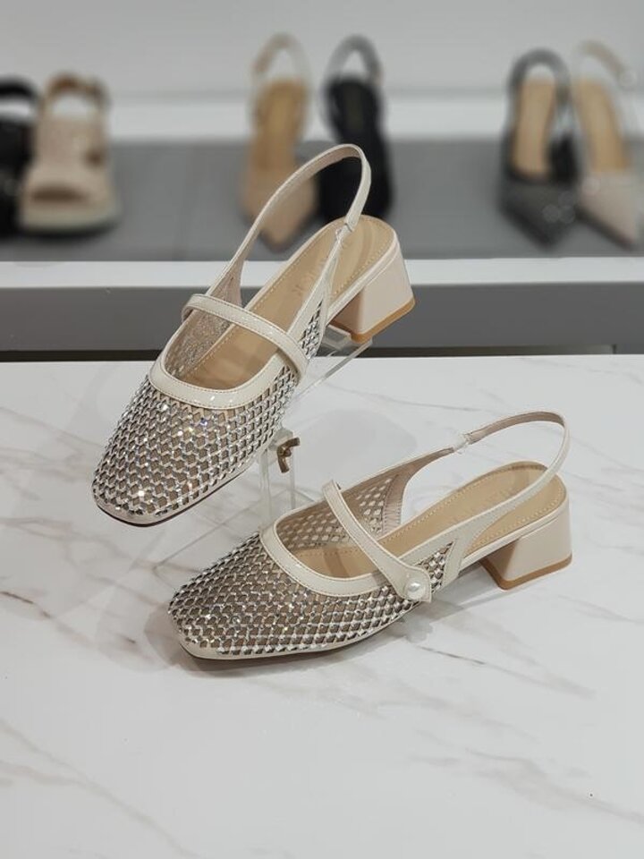 HANSHOE세이브존03루하큐빅위빙미들여성여름슬링백힐5cmYAHS9766101pnY