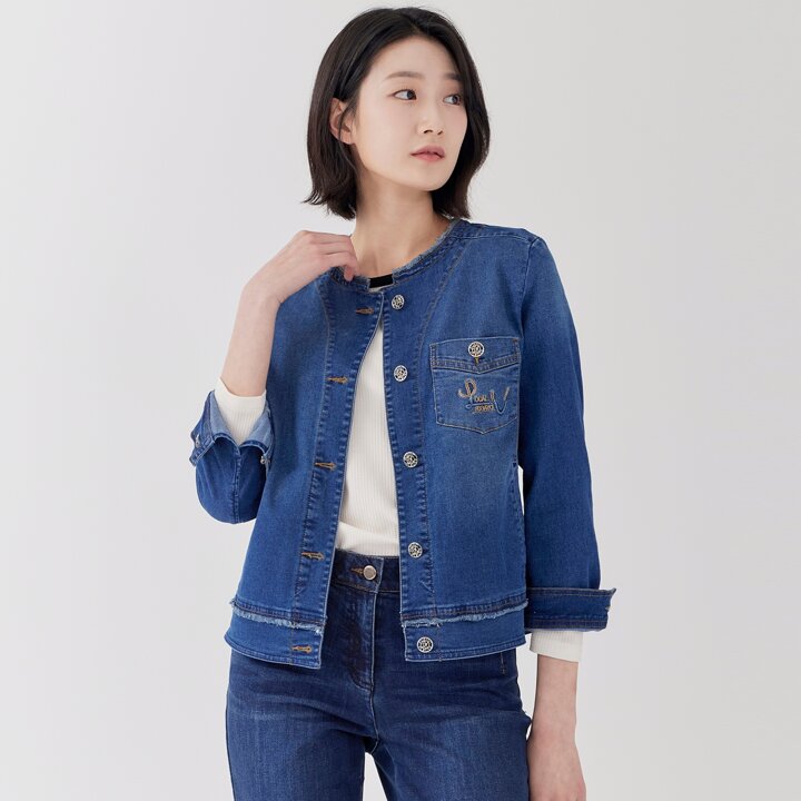 [지센] 버튼업 라운드 데님자켓 LCJKP222_BL