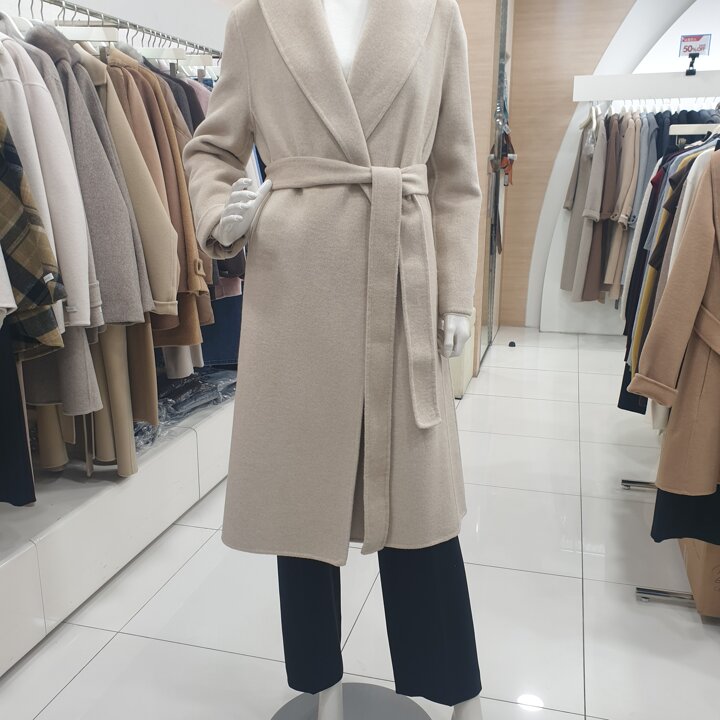 캐시미어 벨티드 숄칼라 핸드메이드 코트