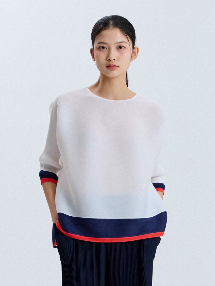 [최초가 178000원] 플레어 밑단 배색 7부 티셔츠EPTSS026012