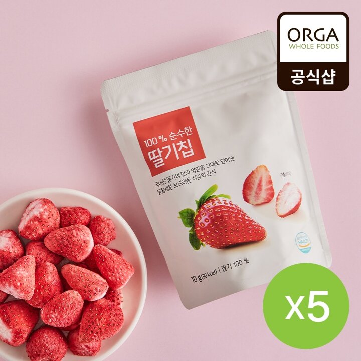 [올가] 100프로 순수한 딸기칩 (12g) 5개