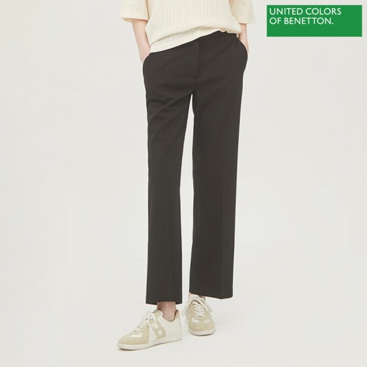 베네통 뒷밴딩 일자핏 팬츠 BAPT55331BK