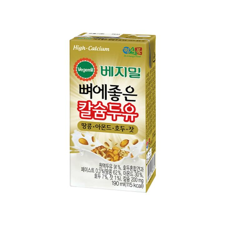 [베지밀] 뼈에좋은 칼슘 두유 땅콩아몬드호두잣 190mlx48팩