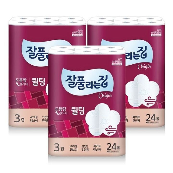 잘풀리는집 퀼팅 화장지 30m 24롤 3팩[35503538]