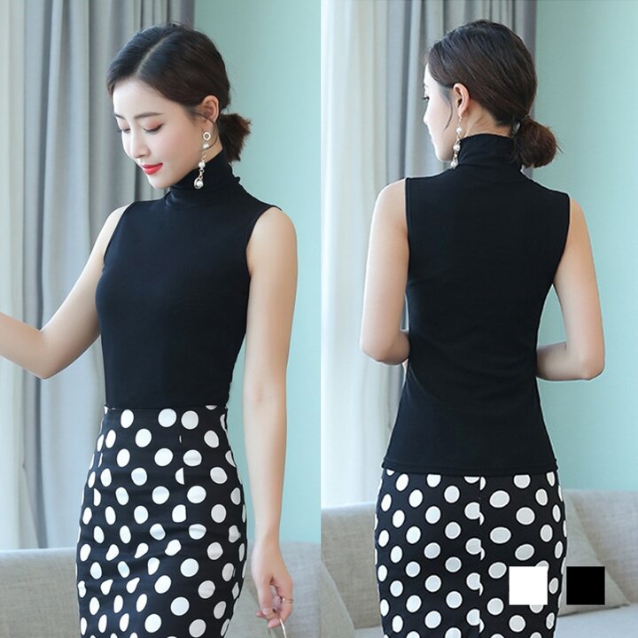 여자 데일리 민소매 터틀넥 폴라 나시 티셔츠 SDW-TS5-SSD220557