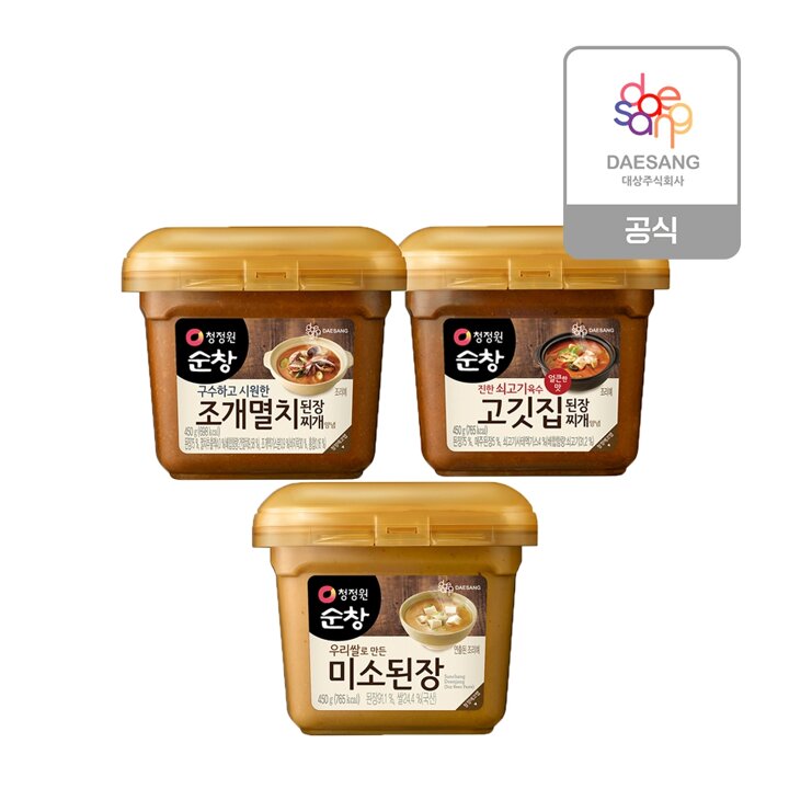 청정원 순창 된장찌개 양념 450g 3종(조개멸치/미소/고깃집) 4개 골라담기