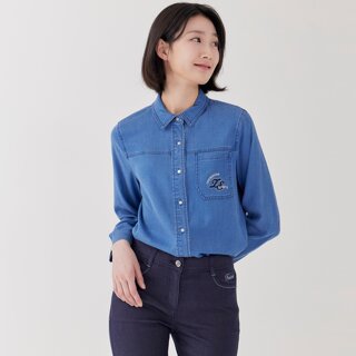 [지센] 텐셀 포켓자수 데님셔츠 LCWSP221_IN