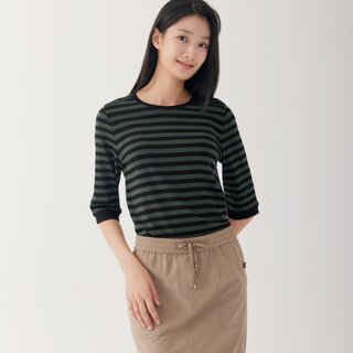 [지센] (2컬러) 에센셜 레이온 스판 스트라이프 티셔츠 LCTSO871