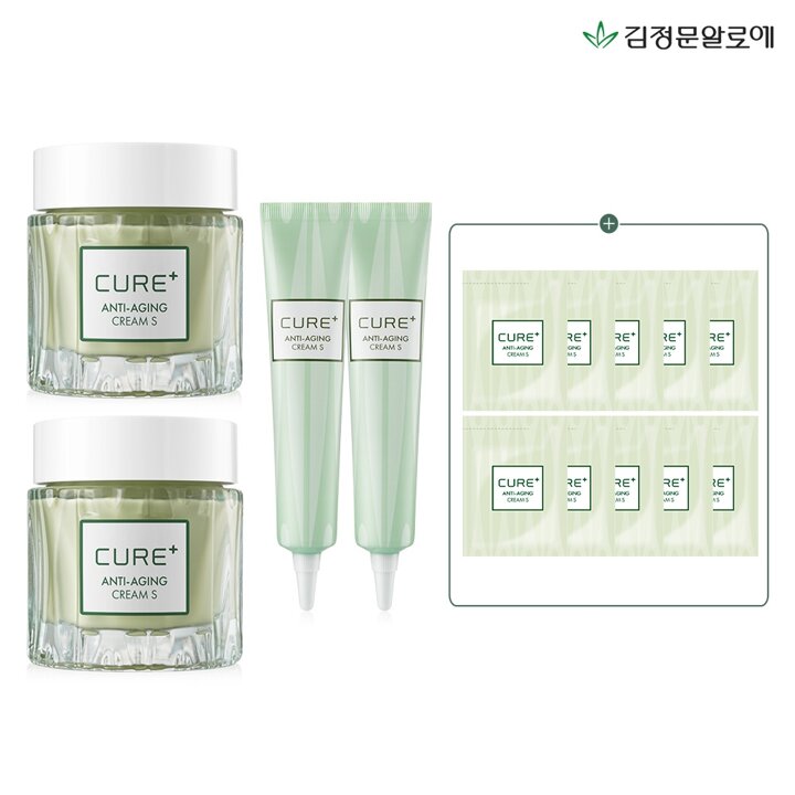 [김정문알로에] 큐어 안티에이징크림S 올인원 리치세트 (총180g)(본품+튜브+파우치2g)