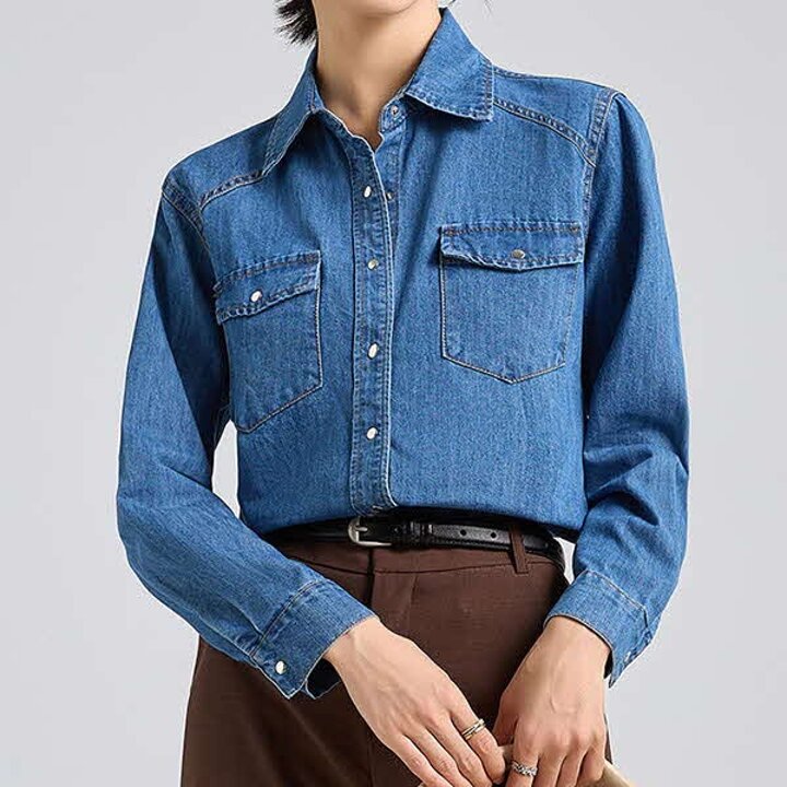 여성 진청 포켓 베이직 데님 자켓 청남방
