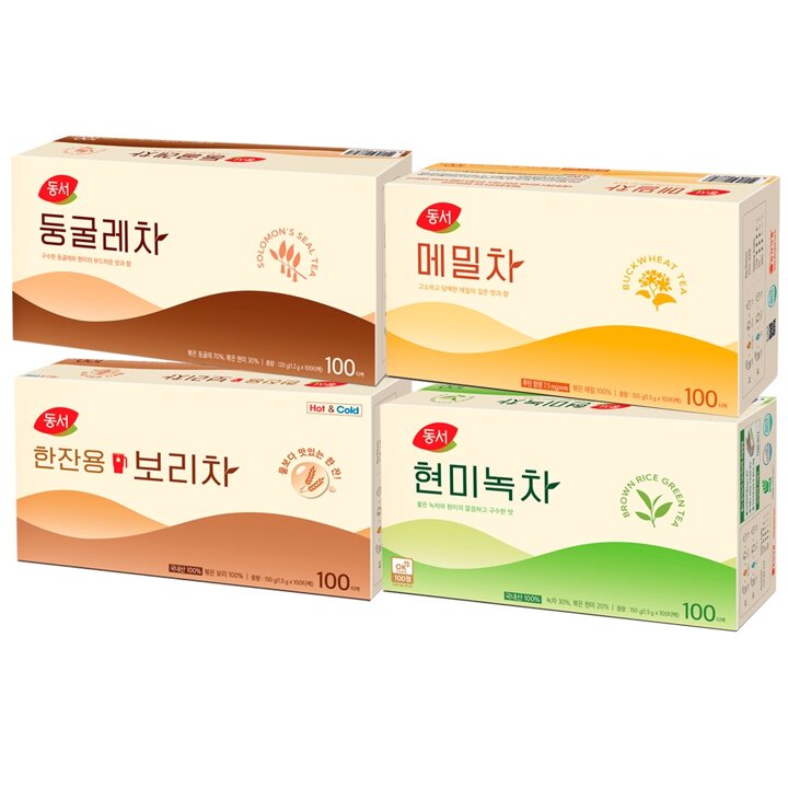 동서 현미녹차100T+메밀차100T+둥굴레차100T+한잔용보리차100T