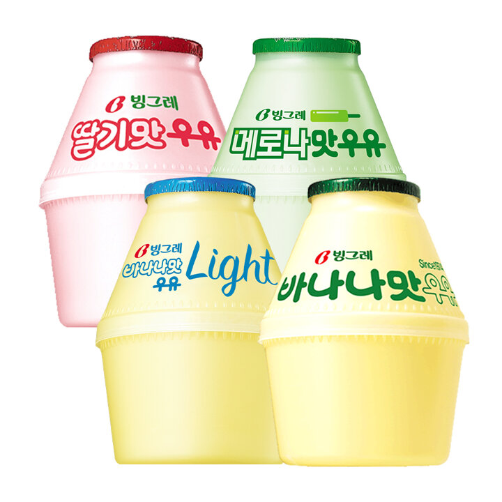 [G] 빙그레 단지우유 240ml 혼합 12입 (바나나맛/메로나맛/딸기맛/바나나맛 라이트 4종 택1)