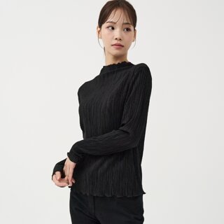 [지센] (2컬러) 주름 반넥 긴팔 티셔츠 LFTSO802