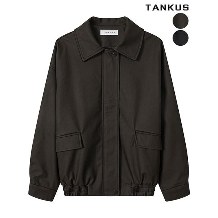 [하프클럽/탱커스]여성 오버핏 카라 블루종 레더 자켓