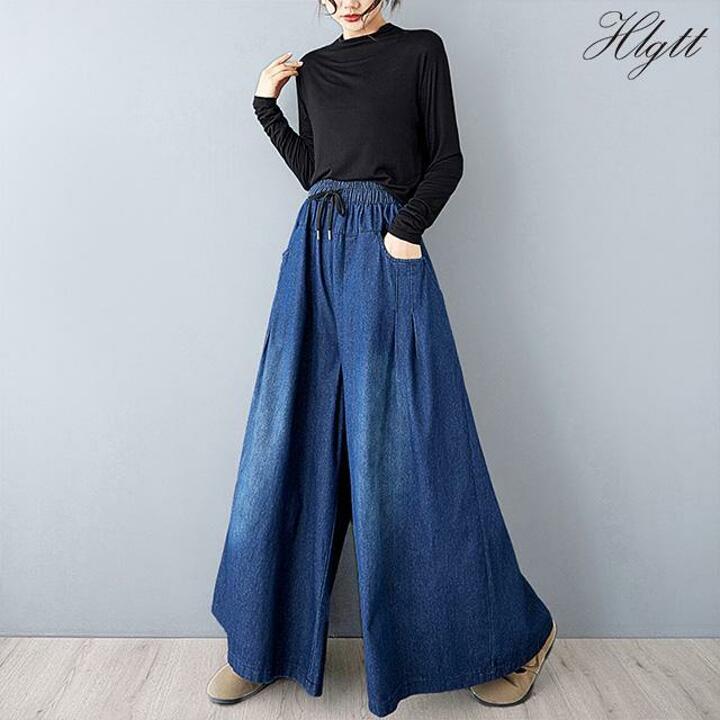 [헬리꽁땡]와이드밴딩루즈핏데님팬츠 