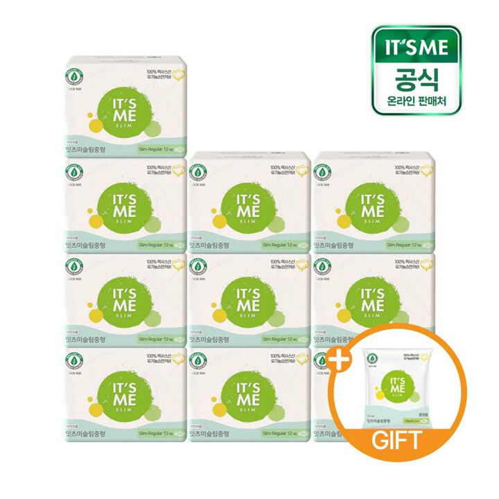 [중형 24p 추가 증정] 잇츠미 NEW 슬림 유기농 순면커버 생리대 중형 12P x10개