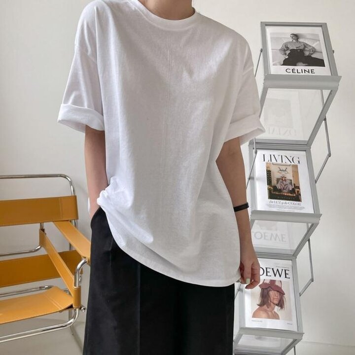 박스핏루즈핏반팔롱티면티셔츠데일리기본티여름티